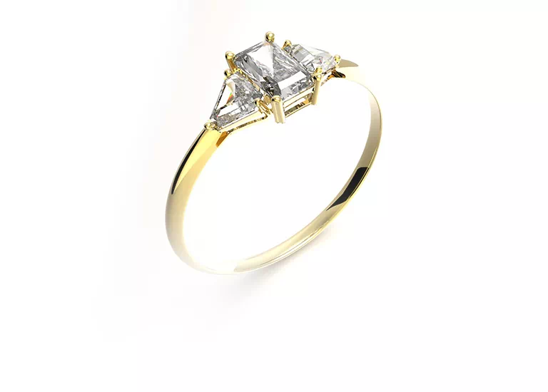 złoty pierścionek z diamentem